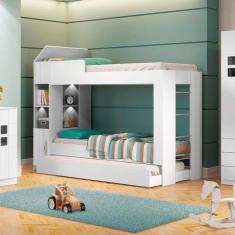 Imagem de Beliche Ditália Cama Auxiliar Com Kit Luz Cm-15 Branco