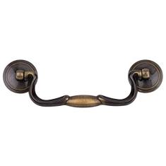 Imagem de Cabos de puxador de gaveta de latão antigo acetinado: 4-1/2" - armário antigo, armário vintage, equipamento de reprodução de mesa antiga | DL-P2696-412AB