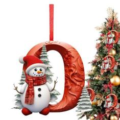 Imagem de Ornamento da letra da árvore de Natal, letra do de neve Enfeites de Natal | Pingente de alfabeto exclusivo com padrão de de neve - Decoração acrílica de A a Z, suprimentos para festas, peças centrais