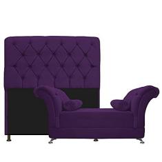 Imagem de Kit Cabeceira Lady e Recamier Taty 140 cm Casal Suede Roxo - Amarena Móveis