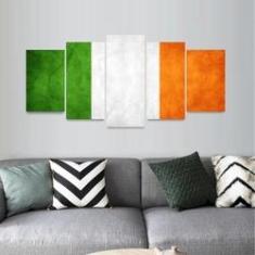 Imagem de Quadro Mosaico 130x63 Bandeira Irlanda 5 Peças Vintage