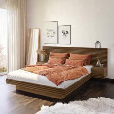 Imagem de Cama Casal/Queen com Cabeceira e Mesa de Apoio Samambaia CabeCasa MadeiraMadeira Freijó