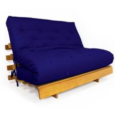 Imagem de Sofá Cama Casal Futon Tokio Azul Royal Acquablock Madeira Maciça Grapi