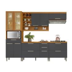 Imagem de Cozinha 5 Peças Armario Geladeira Nesher Burguesa Premium 100% Mdf Freijó-grafite