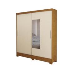 Imagem de Guarda Roupa Casal 2 Portas 2 Gaveta Noce Perola Com Espelho - San Mar