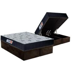 Imagem de Cama Box Baú Queen: Colchão Ortopédico Orthoflex Foggia Sogni Unic Face + Base CRC Suede Brown(158x198)