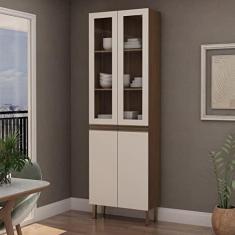 Imagem de Paneleiro de Cozinha com 4 Portas e Porta de Vidro Genialflex Ébano/off White