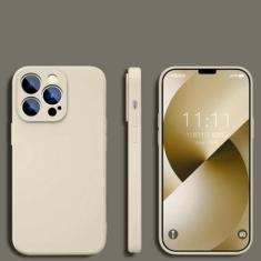 Imagem de Capa para iPhone 11 Capa de proteção de lente completa de silicone líquido quadrado, cor branca cremosa, para iPhone 11