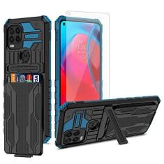 Imagem de Asuwish Capa de telefone para Moto G Stylus 5G com película protetora de tela de vidro temperado e suporte fino para cartão de crédito com compartimento híbrido, acessórios para celular Motorola