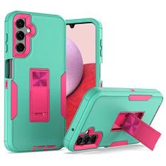 Imagem de SUPWALL Capa com suporte para Samsung Galaxy A14 5G | Proteção contra quedas de grau militar | Suporte magnético para carro | Capa híbrida à prova de poeira para homens e mulheres | Verde e vermelho