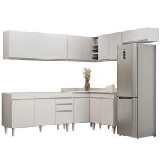 Imagem de Armário de Cozinha Modulado de Canto 7 Peças CP22 Balcão sem Tampo Branco - Lumil