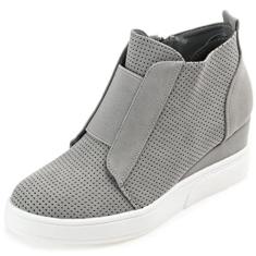 Imagem de Journee Collection Womens Clara Comfort Wedge Heel Sneakers with Round-Toe and Perforated Details, Grey, 10