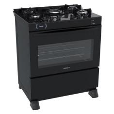 Imagem de Fogao a gas gaudi vitreo 5 q preto fosco gas glp - Venax, Bivolt