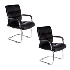 Imagem de Kit 2 Cadeiras Fixa Estofada W-50A Preta