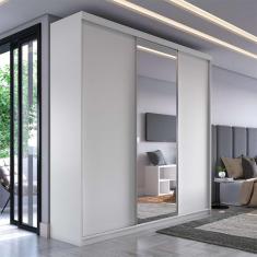 Imagem de Guarda-Roupa Casal com 1 Espelho Genebra 3 pt 4 gv Branco