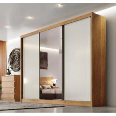 Imagem de  Guarda Roupa Casal 3 Portas 8 Gav. Espelho Spazzio Novo Horizonte - Cumaru Off