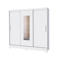 Imagem de Guarda Roupa Casal 3 Porta Correr 4 Gaveta Branco C Espelho - San Mari