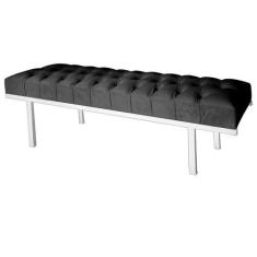 Imagem de Recamier King Preto Suede Liso Base De Metal Branco Barrow Vintage - R