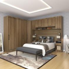 Imagem de Quarto De Canto Casal Com Guarda Roupas Cabeceira E Mesas De Cabeceira Paris Luciane Móveis Avelã Pf Com Avelã Pf