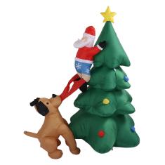 Imagem de Árvore de Natal Inflável, Corda de Tração de Nylon de Alta Resistência, Ventiladores Realistas de Alta Velocidade e Baixo Ruído Explosão Decoração de árvore de Natal 100-240V