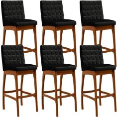 Imagem de Kit 06 Banquetas Altas Mila Facto Preto