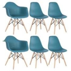 Imagem de Conjunto 2 x cadeiras Eames DAW com braços + 4 cadeiras Eiffel DSW - Turquesa