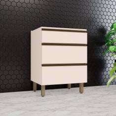 Imagem de Balcão Para Cozinha 3 Gavetas 60cm Aurora Espresso Móveis Off White