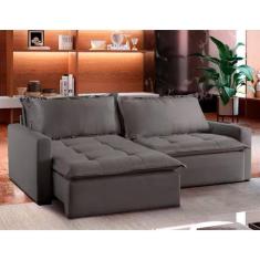 Imagem de Sofá Cama Com Rebatimento Total Lira Retrátil E Reclinável Cinza
