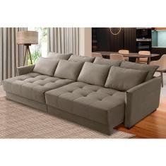 Imagem de Sofá Retrátil e Reclinável 2,10m Mariah Veludo Capuccino Madelina Decor