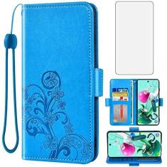 Imagem de Asuwish Capa tipo carteira compatível com LG K92 5G e protetor de tela de vidro temperado, alça de pulso, suporte para cartão de crédito, capa para celular para LGK925G K 92 92K LMK920AM Q92 G5