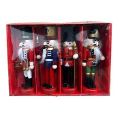 Imagem de Kit 4 Boneco Quebra Nozes De Madeira Enfeite De Natal 12cm - Generic