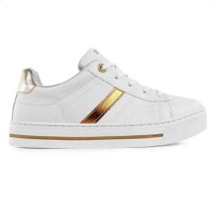 Imagem de Tênis Ramarim Casual Cadarço Feminino, 35, Branco, Dourado
