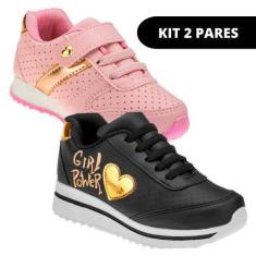 Imagem de Kit 2 Pares Tênis Infantil Feminino Para Criança Casual e Escolar - Cl