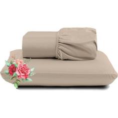 Imagem de Jogo Lençol Dia A Dia Percal Solteiro 2 Peças Barato - Avelã - Casa Sh