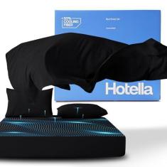 Imagem de Hotella Lençóis de cama de luxo Quuen Size – Conjunto de lençóis de hotel com 4 peças respiráveis e refrescantes para pessoas que dormem quentes, lençol com bolso profundo de 35,5 cm + conjunto de