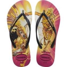 Imagem de Chinelo Havaianas Feminino SLIM Heroinas 35/6 Bege Palha