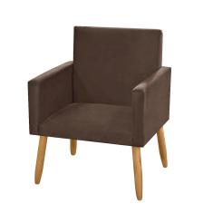 Imagem de Poltrona Nina Pés Retrô Suede Liso Marrom Claro Decoração