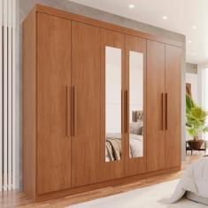 Imagem de Guarda-roupa 6 Portas 4 Gavetas com Espelho New Malibu Espresso Móveis Cinamomo