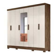 Imagem de Guarda Roupa 8 Portas com Espelho Diplomata Castanho Wood Baunilha 911391 Moval