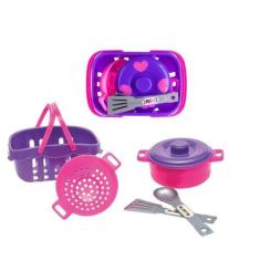 Imagem de Kit Cozinha Conjunto Panelinha Cestinha Acessórios Infantil - Pica Pau