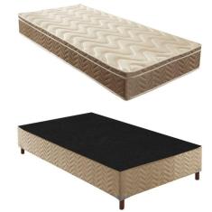 Imagem de Box Solteiro Júlia 42x88x188cm com Colchão Solteiro Unique Anatômico D28 25x88x188cm Rustico Bege