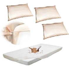 Imagem de Kit 2 Fronha + Lençol Queen Impermeável Com Elástico Colchão - Senior