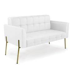 Imagem de Sofá Namoradeira 2 Lugares Base Pé De Ferro Dourado Elisa Corino Branco D03 - D`rossi