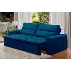 Imagem de Sofá Retrátil e Reclinável 2 lugares com Molas 1,80m Eloa Suede Azul M