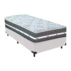 Imagem de Cama Box Branco e Colchão Black Graphite Molas Ensacadas Solteiro 88x188X32 Anjos