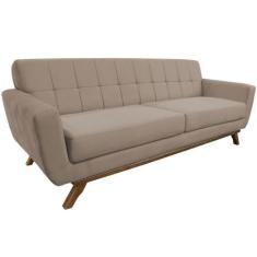 Imagem de Sofá 04 Lugares 230cm Miami Base Madeira Veludo Bege - Nexta Casa