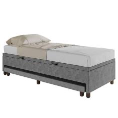 Imagem de Bicama Casal Box Com Baú 138x188cm Samy S05 Veludo Cinza - Mpozenato