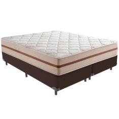 Imagem de Cama Box Marrom E Colchão Classic 26 Cm Molas Ensacadas King Anjos