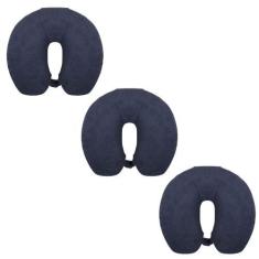 Imagem de Kit com 3 Travesseiro de Pescoço Para Viajar - Fibrasca, Preto