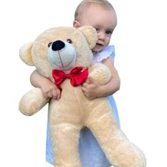 Imagem de Urso De Pelúcia Teddy Grande Com Laço 50cm - Doce De Leite